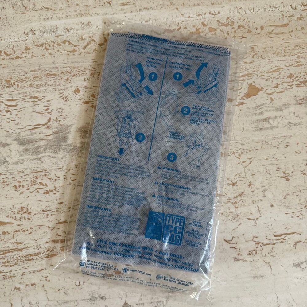 Oreck odor fighting hypo allergenic type cc filter - one bag